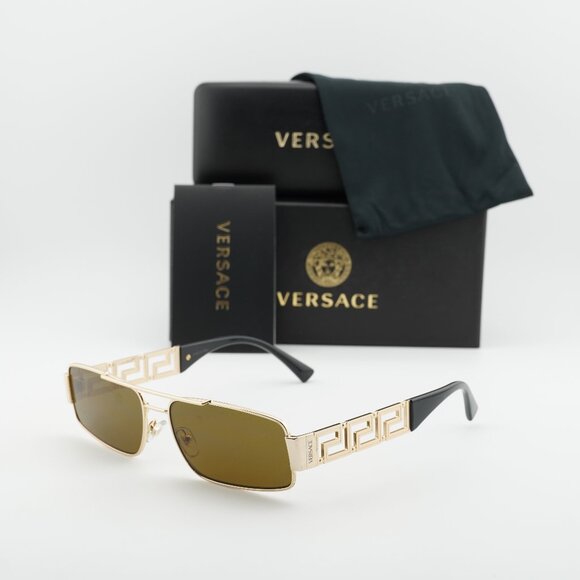 Versace VE2257 100273 Rectangle Sunglasses – Shiny Gold/Brown main image 5